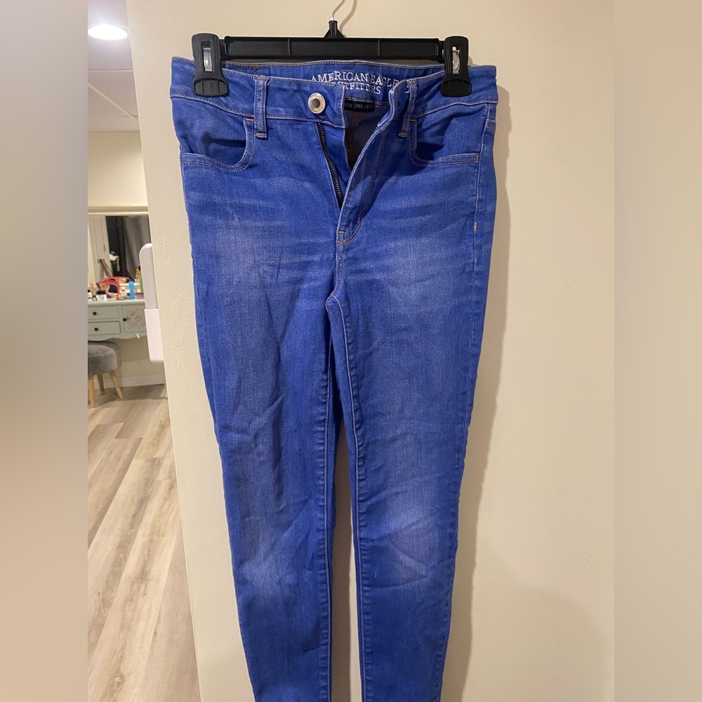 American Eagle Blue Skinny Stretch Jeans High Waisted